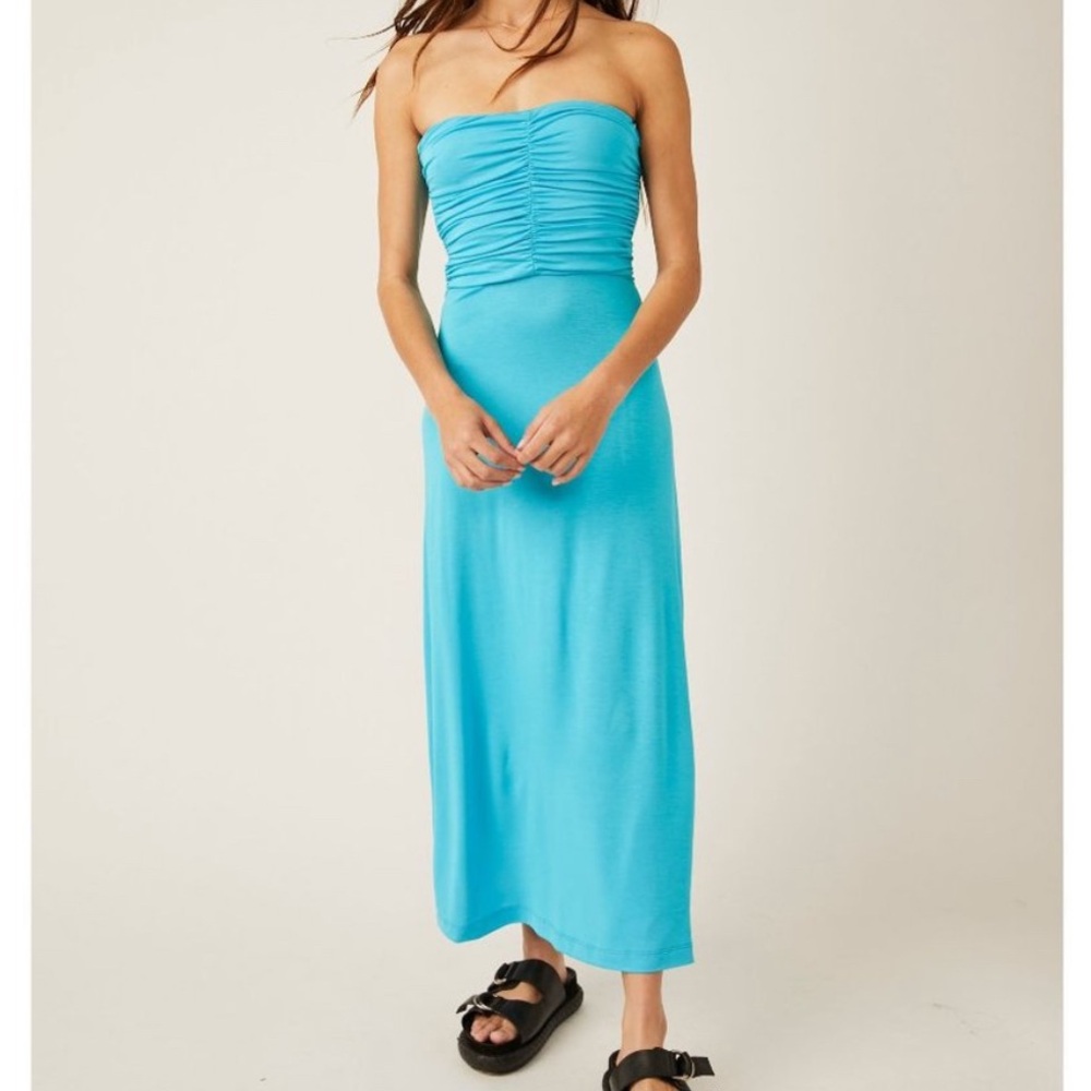 Free People Strapless Blue Maxi Dress